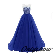 2017 royal blue lace brautkleider lange formale frauen dress tulle gefaltetes zurück-tasten bodenlangen vestido de festa
