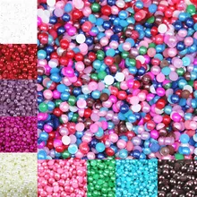 Free Shipping Many Colors 4mm 500Pcs Craft ABS Imitation Pearls Half Round Flatback Pearls Resin Scrapbook Beads Decorate Diy 