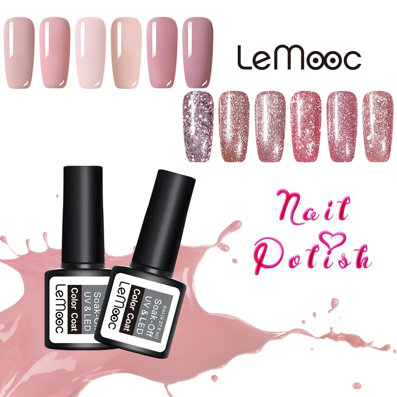 

LEMOOC 8ml Rose Gold Series UV Gel Polish Glitter Sequins Soak Off UV Gel Varnish Color Nail Gel Polish Nail Art Lacquer