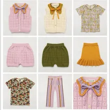 Детский свитер, летние вязаные футболки для маленьких девочек, штаны, юбки, Одежда для мальчиков, свитер для малышей, пуловер, кардиган Misha Puff