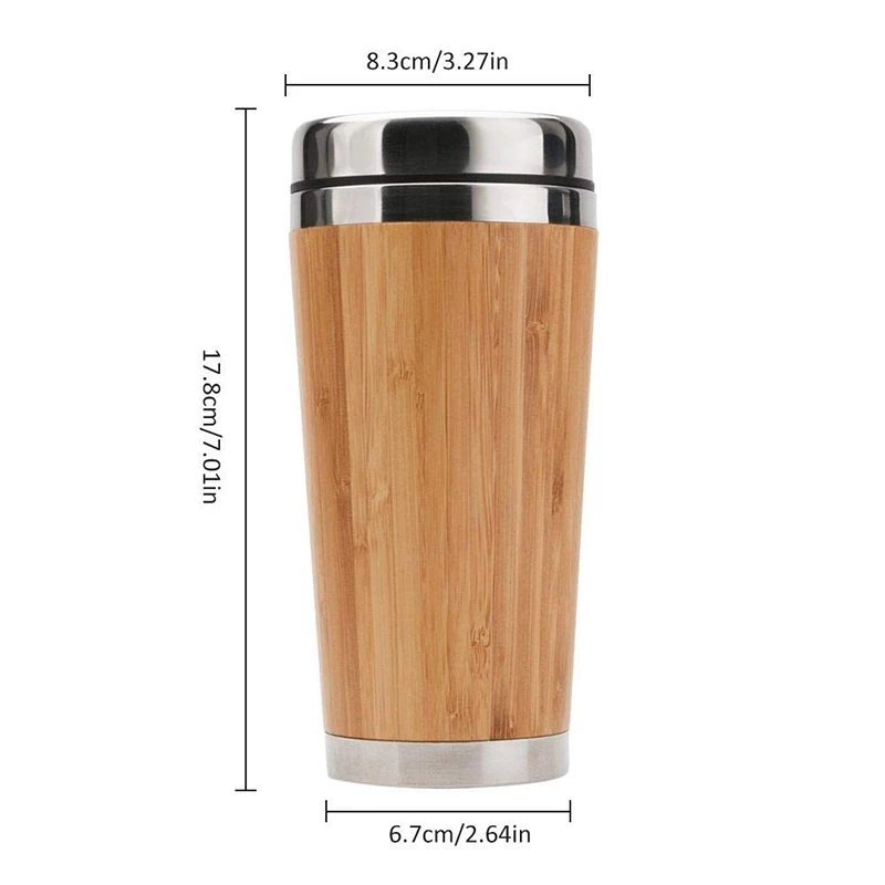 Бамбуковая кофейная чашка из нержавеющей стали кофейная кружка для путешествий с герметичной крышкой Изолированная кофейная сопроводительная чашка многоразовая чашка