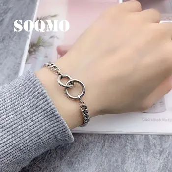 

SOQMO Best Friend Adjustable Chain Bracelet 100% 925 Sterling Silver Women Enfant friendship Girls Bracelet Bangle Jewelry 2019