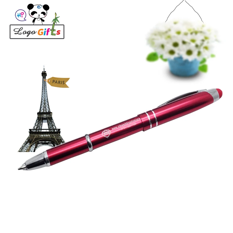 

500pcs LED light pen metal mobile touch ballpoint pen touch screen light pen press LED capacitance pen Can be customized logo
