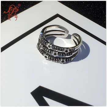 

L&P 100% 925 Sterling Silver Mix Macth Rings For Women Hot Sale silver Stars Ring Fashion Punk Style Brand Fine