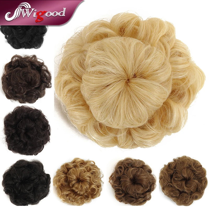 Scrunchie Wavy Hair Synthetic Fake Hair Bun Drawstring Flower Hair Pad