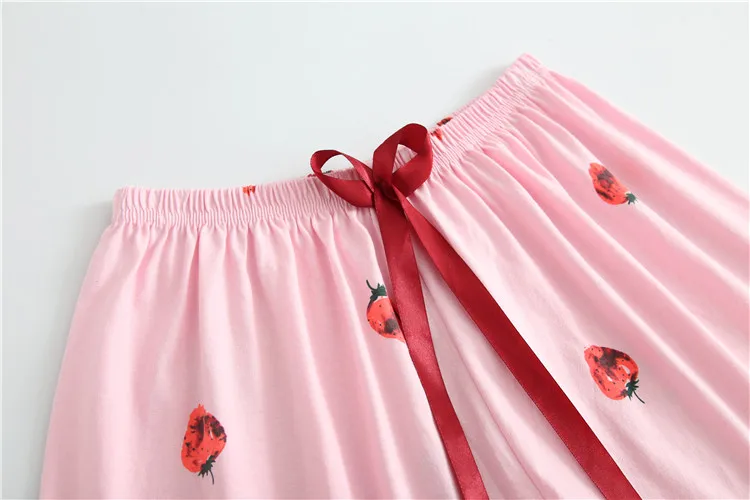 Весна Лето Осень 7 шт. набор хлопок элегантные женские пижамы шорты с длинным рукавом Топ эластичный пояс брюки пижамы с нагрудной накладкой