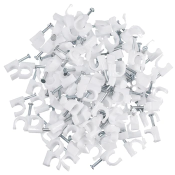 

GYTB 300 Pieces Of Cable Staples Clip Wall Wire Nail Fixture For Ethernet Cable Rg6 Rg59 Cat5 Cat6 Rj45 Tv Wire Cable 7Mm Whit