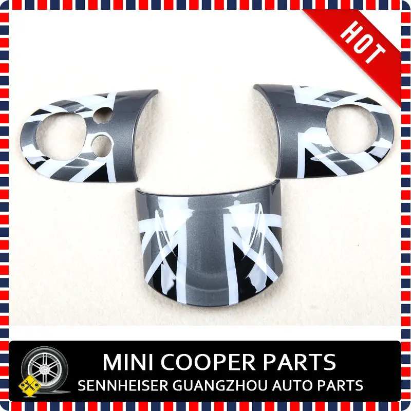 

New ABS Material UV Protected Black Union jack Style Multifunctional Steering Wheel Cover For mini cooper R55-R61(3 Pcs/Set)