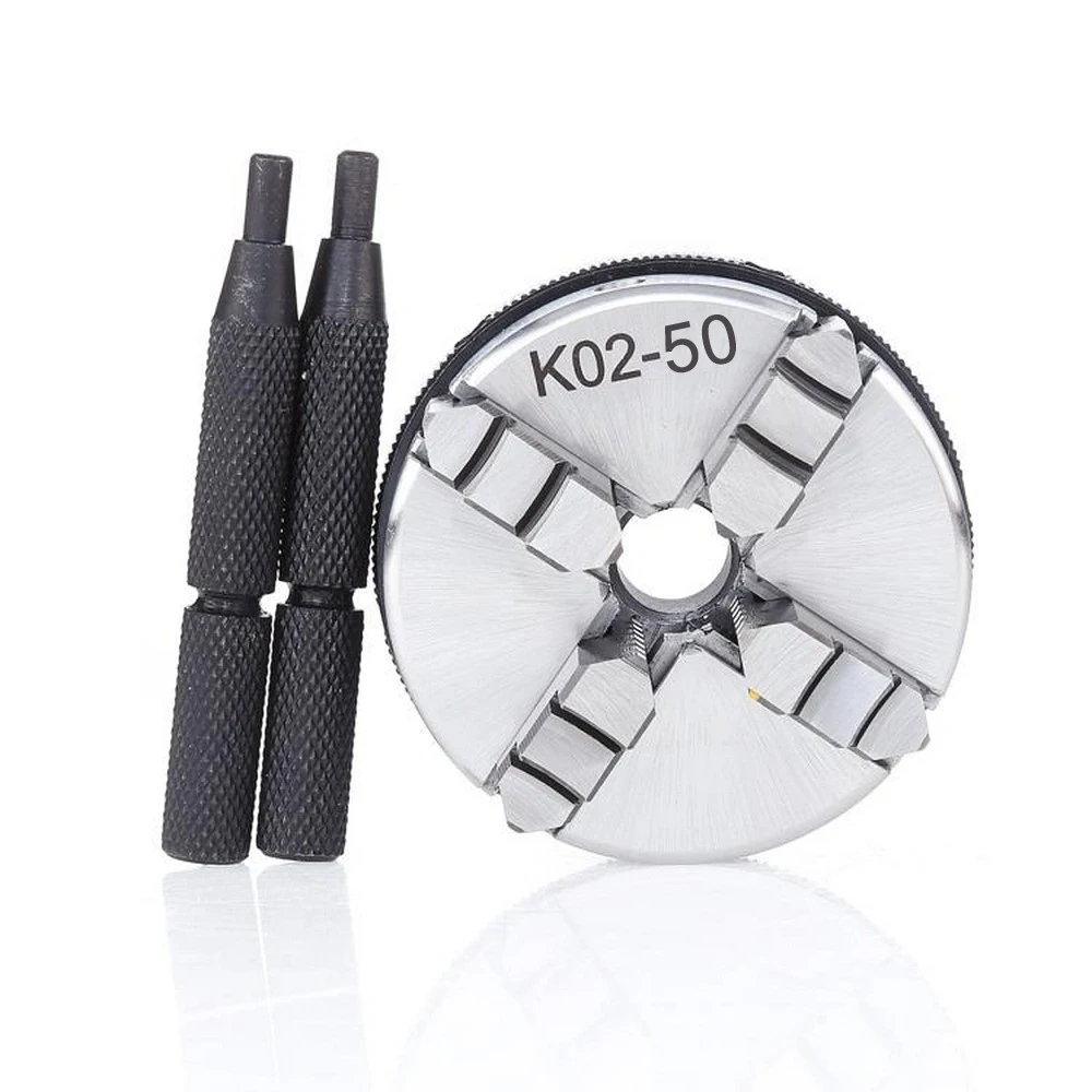 

50mm Mini Drill Lathe Chuck 4 Jaw Reversible Self-Centering M14 Thread Mount Lathe Chuck With Lock Rods K02-50 and 2x Lock Rod
