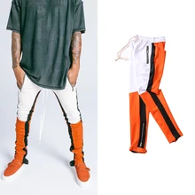 Высокие уличные мужские спортивные штаны с молнией сбоку, в стиле хип-хоп, в европейском и американском стиле, молодежная одежда для бега с эластичной резинкой на талии