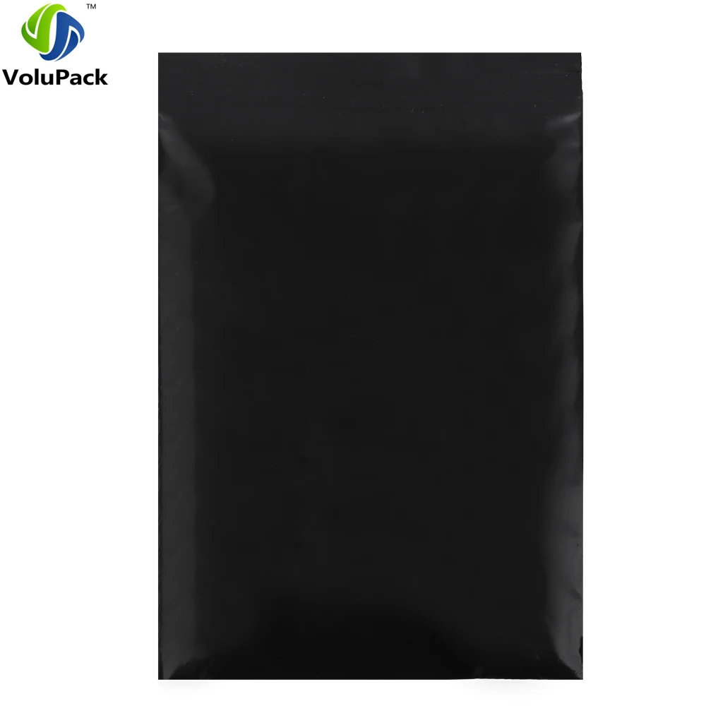 15x22cm/ 6x8.5inch 100pcs poly ziplock pouch Flat three side seal Black