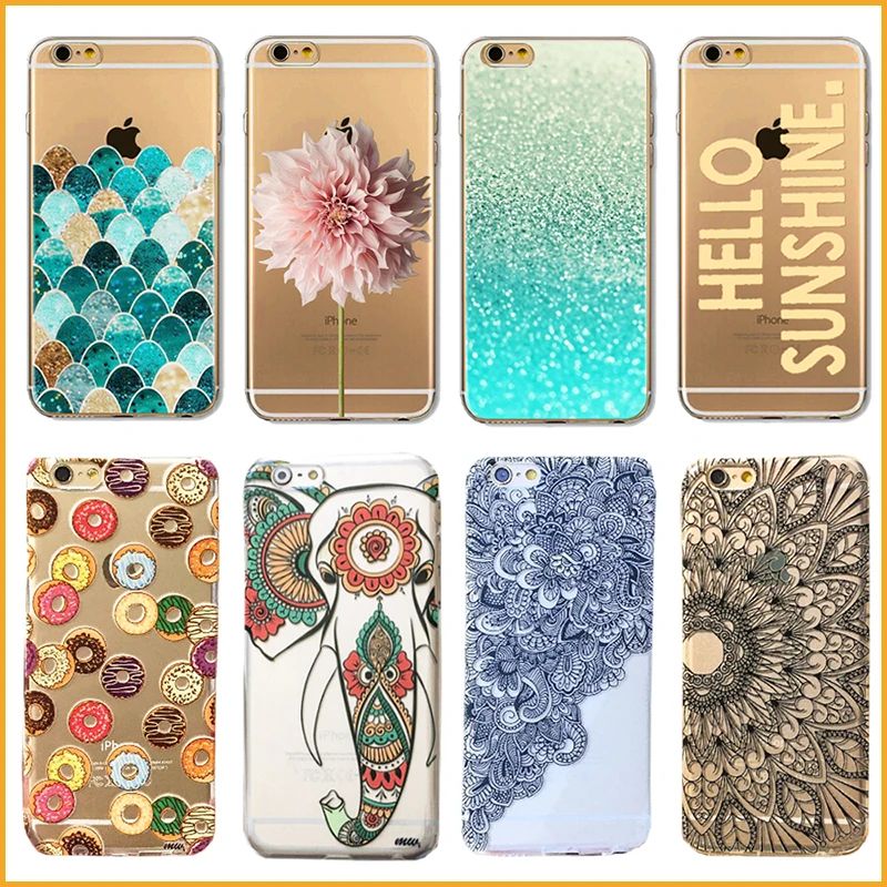 Henna с цветочным принтом мультфильм пончики Рисунком Слона чехол для iPhone 6 S 6splus