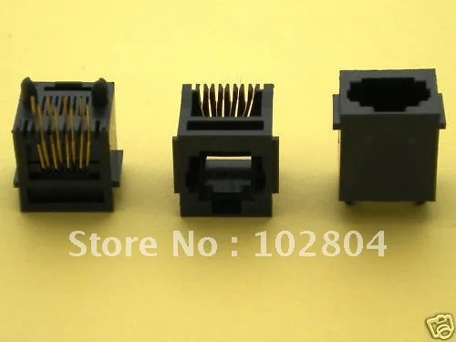 

Black 8P8C With flange Top entry Modular Network PCB Jack Connector 100 pcs per Lot