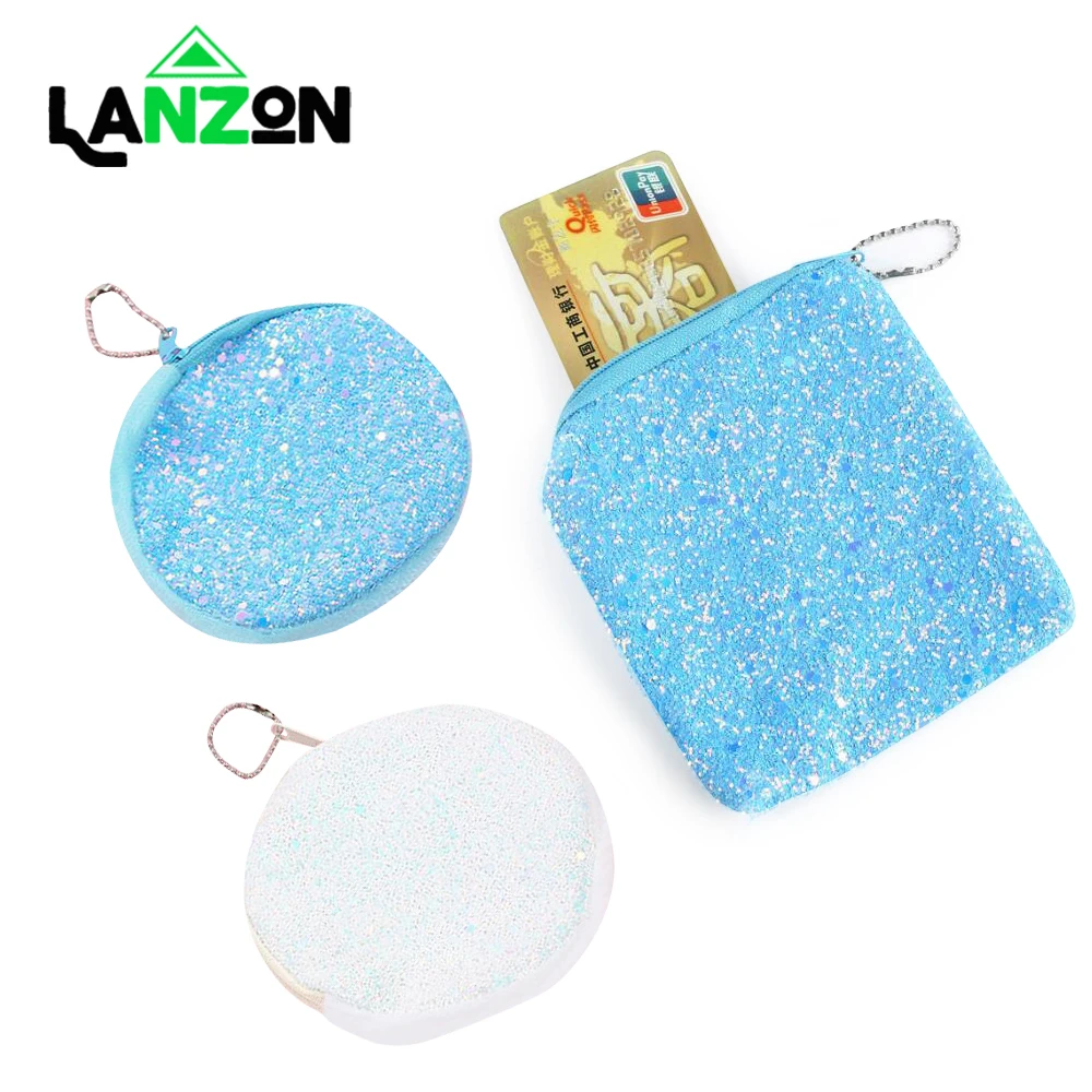 

Kids Sequins Circle Coin Purse Girls Mini Glitter Zipper Mini Wallet Small Square Round Card Holder Bag Cute Key Chain Money Bag