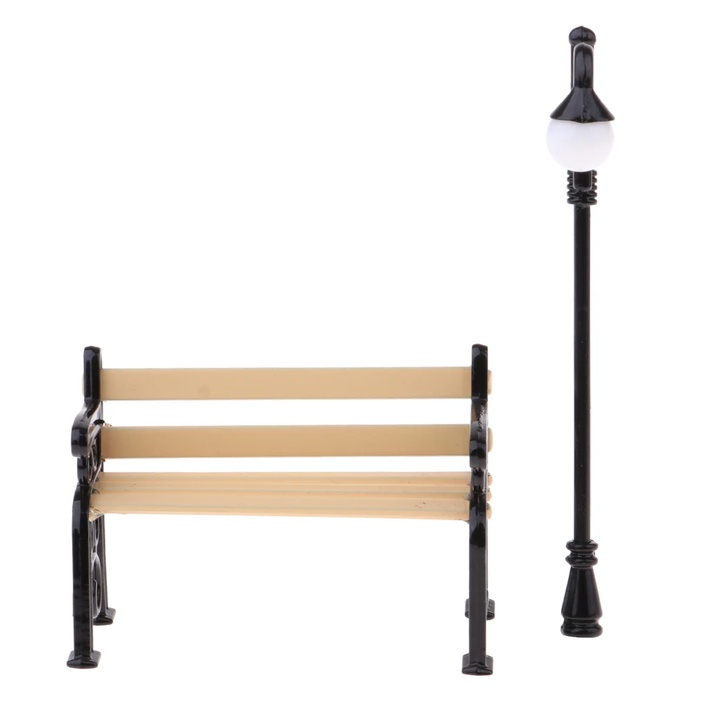 1:12 мини металлический стульчик с уличной лампой садовые аксессуары для патио Миниатюрные модели строительных комплектов DIY строение