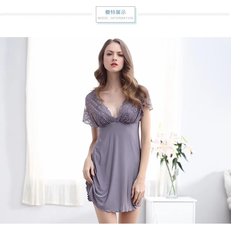 2017 Summer Lace Pajamas Lounge Women Modal Sexy V