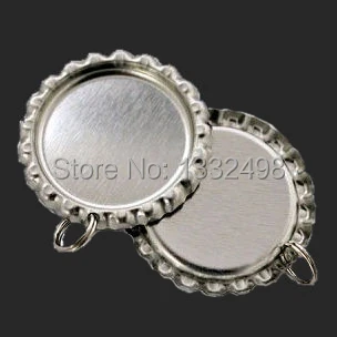 

1000 Pcs Sliver Flattened Chrome Bottle Cap art With Holes and Rings For DIY Bows Pendant Jewelry Bottle Cap Crafts for Sale