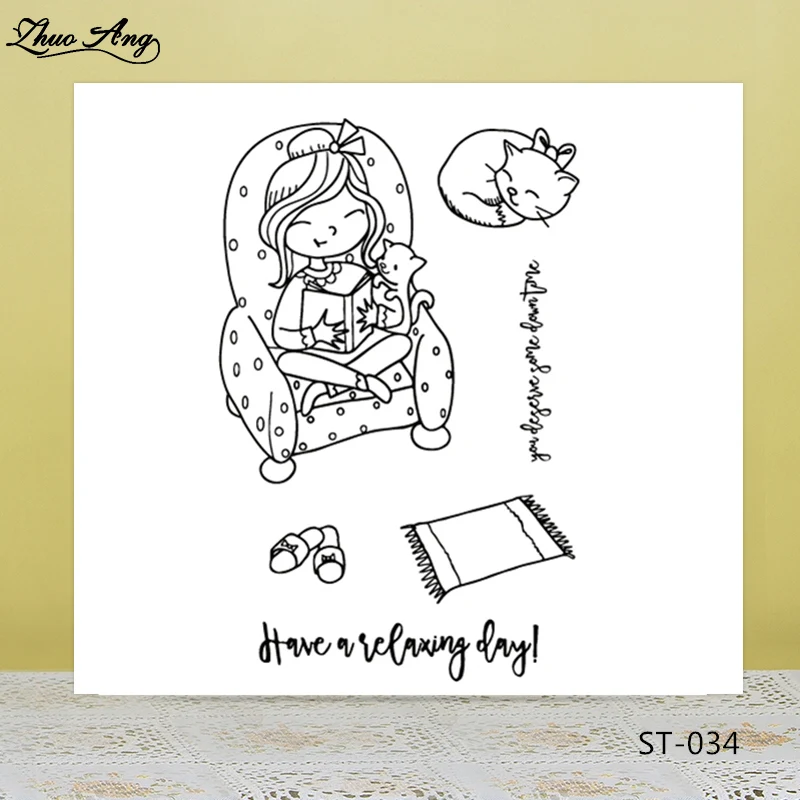 

ZhuoAng Cute girl Transparent Clear Silicone Stamp/Seal for DIY scrapbooking/photo album Decorative clear stamp
