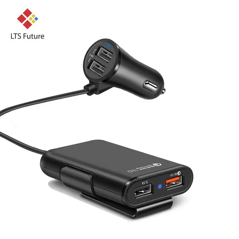 

Quick car charger QC 3.0 Multi 4 port fast Car Charger For iPhone Samsung tablet new portable rear back seat usb charger adapter