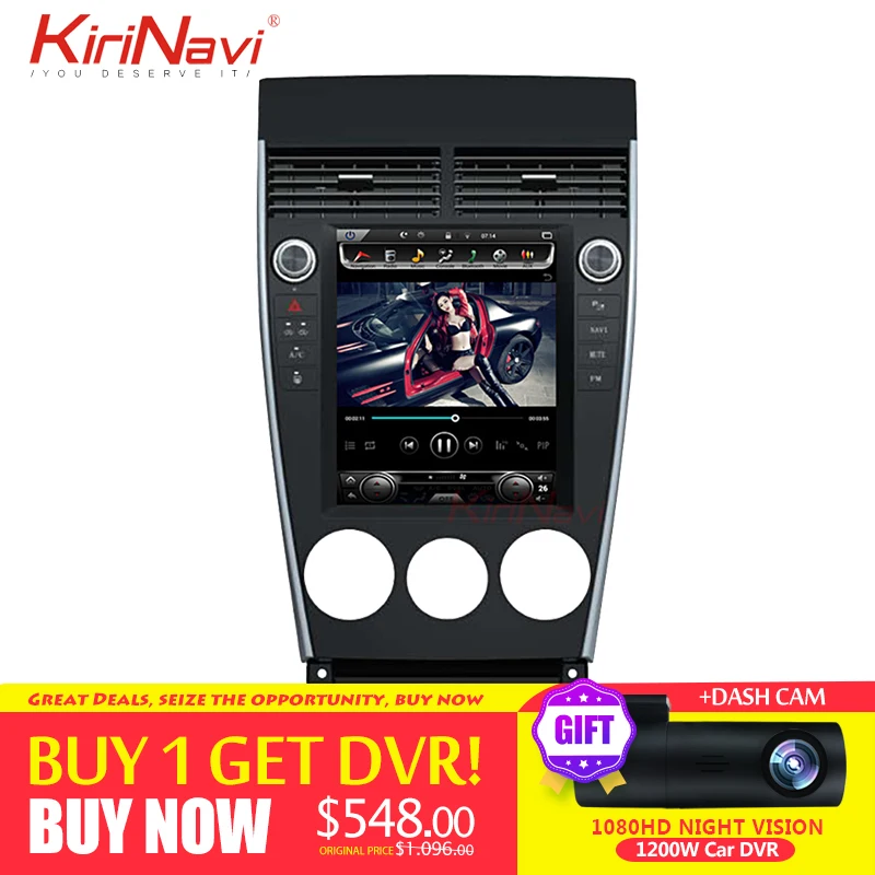 KiriNavi вертикальный экран Tesla стиль Android 7,1 10,4 дюймов сенсорный экран автомобиля радио для Mazda 6 gps навигация Bluetooth 2002