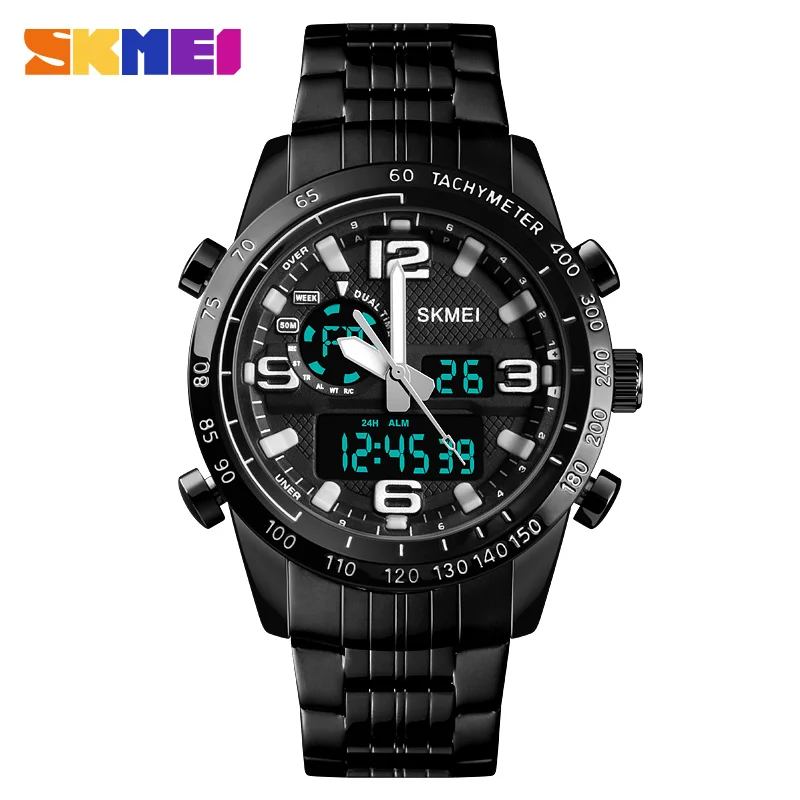 SKMEI Luxury Brand Military Waterproof Watch Men Stainless Steel Sport Digital Fashion Quartz Countdown Wristwatch Clock Relogio | Наручные