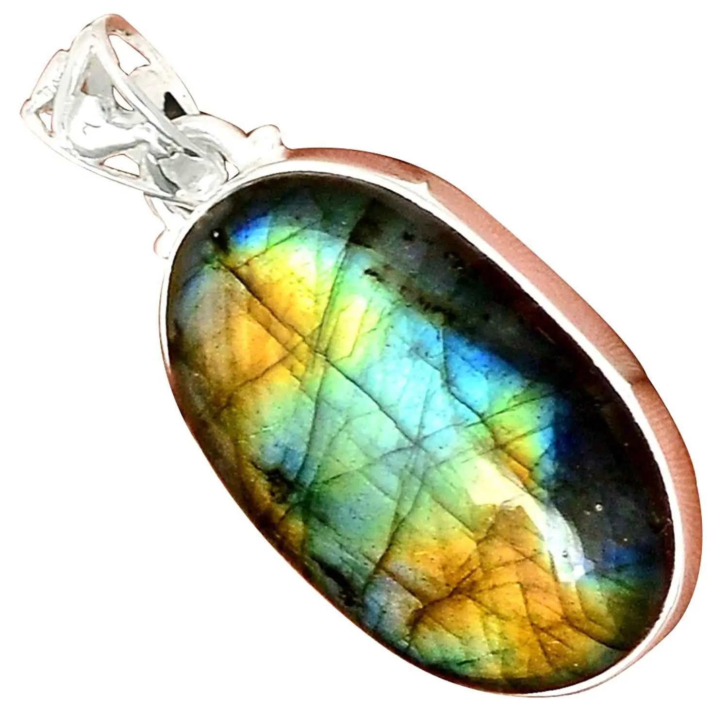 

Nature Multi Fire Labradorite Pendant 925 Sterling Silver, 41 mm, MHBAP5409
