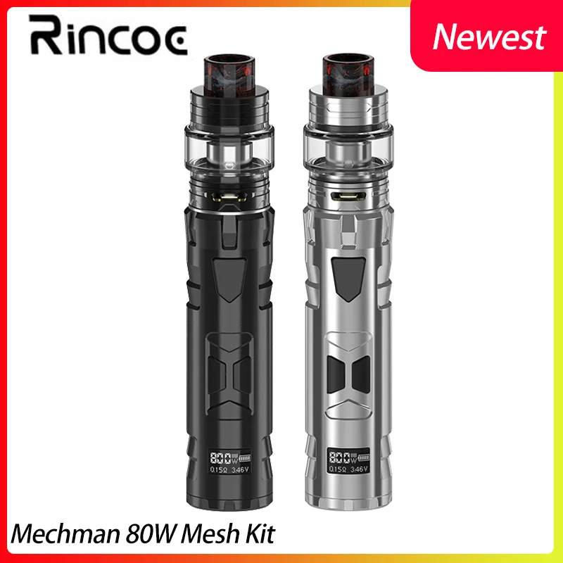 

Vape kit Rincoe Mechman 80W Mesh Kit E cigarette mod &4.5ML Mesh tank Single/Dual Mesh Coil Electronic Cigarette Vape pen stytle