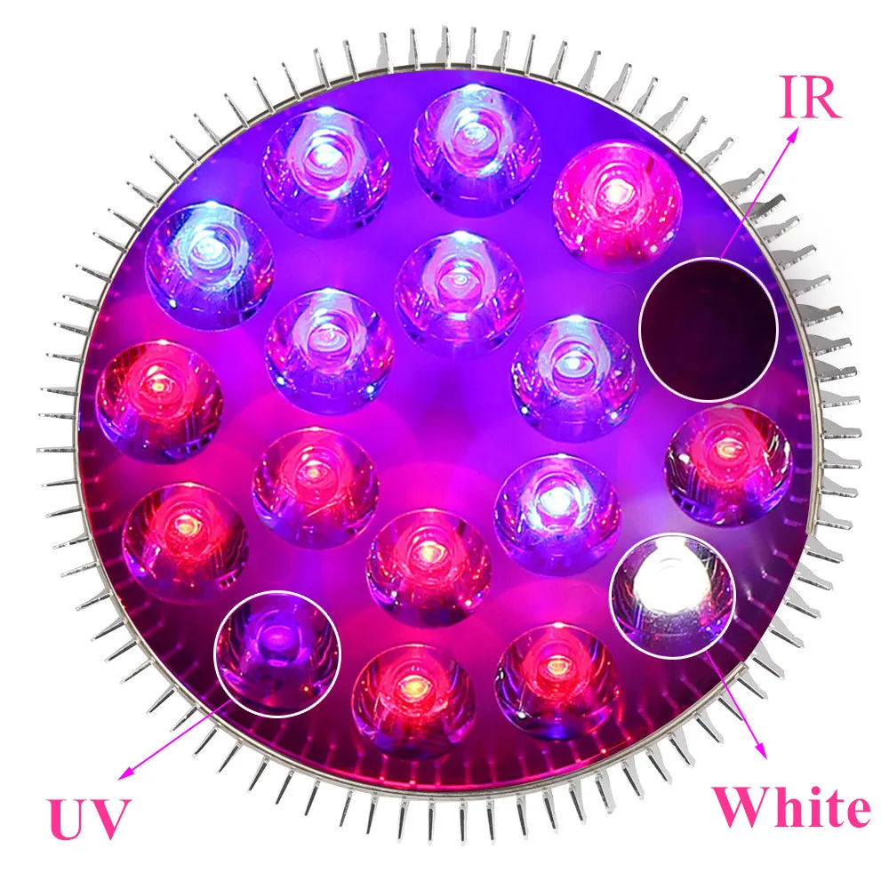  5pcs/Lot 54W Full Spectrum LED Grow Light UV IR AC85~265V E27 Growth Lamp for Indoor Hydroponics Fl - 32954415761