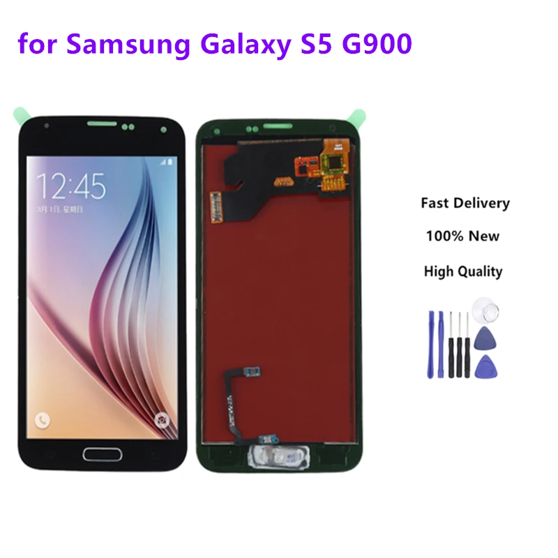 

For SAMSUNG Galaxy S5 LCD G900F G900M G900A G900T Display Touch Screen Digitizer Home Button For Galaxy S5 Black Color