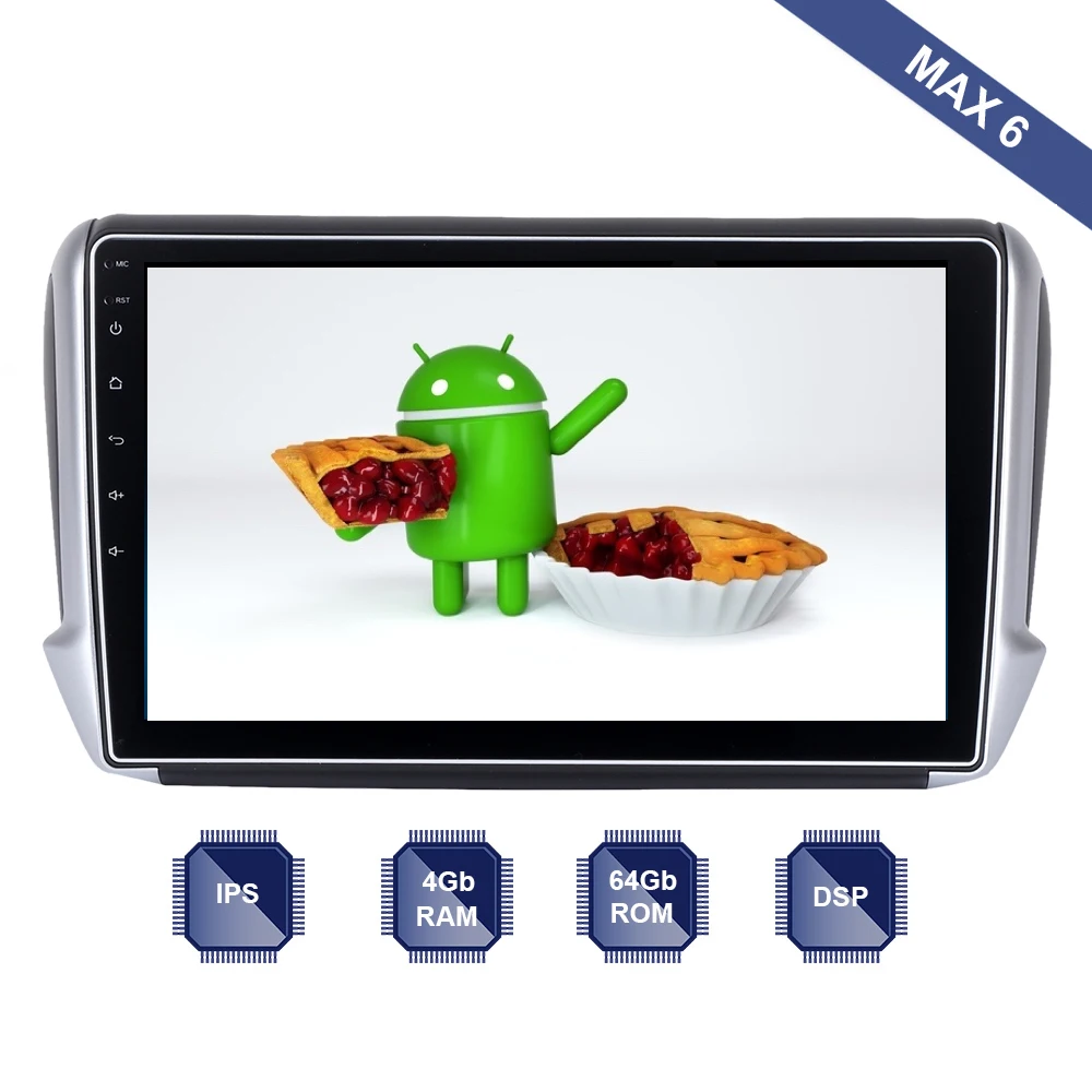 

Android 9.0 Car Radio 2 Din GPS Navi for Peugeot 2008 / 208 year 2008-2018 PX6 DSP 2.5D IPS Screen 4Gb+64Gb HDMI RDS WIFI BT