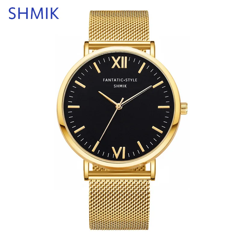 Gold Gold Простые Женские фантастические стильные часы SHMIK Роскошные брендовые кварцевые наручные часы из нержавеющей стали Montre Femme - Цвет: Gold Gold