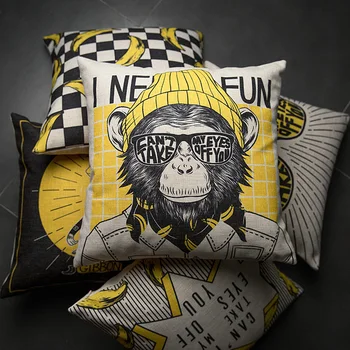 

Home decorative cushion covers Pop Style Black Yellow Gorilla Pillow Case Vintage Linen Pillow Cushion Cover 45cm*45cm/30x50cm