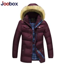JOOBOX зимняя куртка для мужчин, новая модная Утепленная Мужская парка с меховым воротником, водонепроницаемая ветрозащитная куртка с капюшоном, хлопковая куртка-пуховик