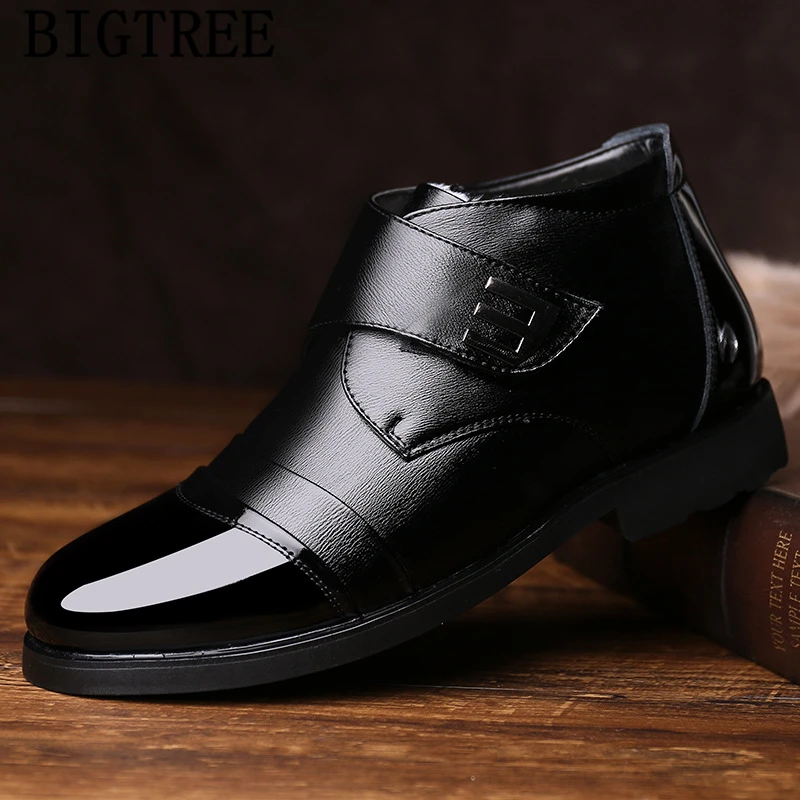 

snow boots men genuine leather boots men ankle boots men winter shoes+male zapatos de hombre erkek ayakkabi calzado hombre