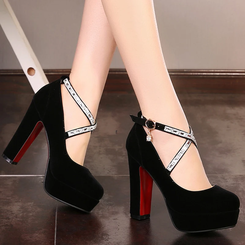 

Sarairis New Arrivals Hot Sale Large Size 33-43 Buckle Strap Party Pumps Woman Shoes Platform High Heels Shoes Woman Pumps