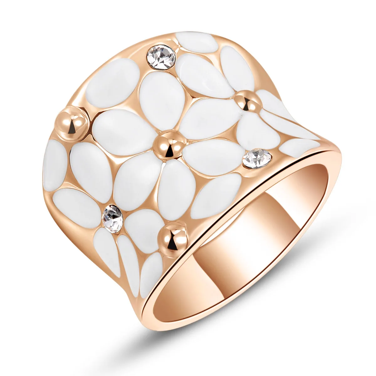 

BOAKO Cubic Zirconia Snow Flower Rings Rose Gold Silver Color Classic Floral Women Girl Party Birthday Gift Jewelry Ring Z3