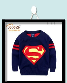Новые мальчиков свитера супермен печать мальчики вязать свитера весна и осень детей одежда детская одежда