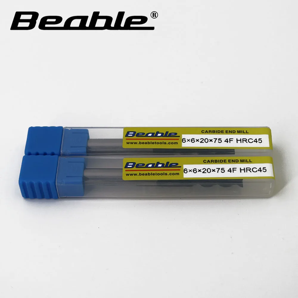 

6*6*20*75MM 4 Flute HRC45 1PCS 6mm milling cutter carbide cutting tools CNC milling cutter flat end mill metal milling bits
