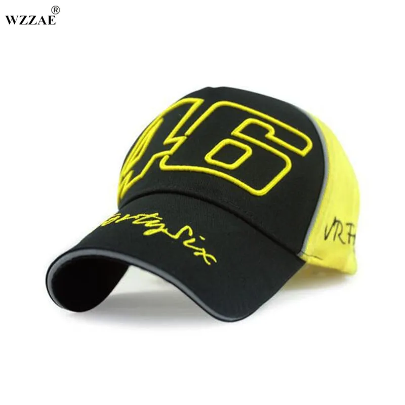 

WZZAE 2018 New Snapback Caps Wholesale Rossi 46 Embroidery Baseball Cap Hat Motorcycle Racing Cap VR46 Brand Baseball Cap Men