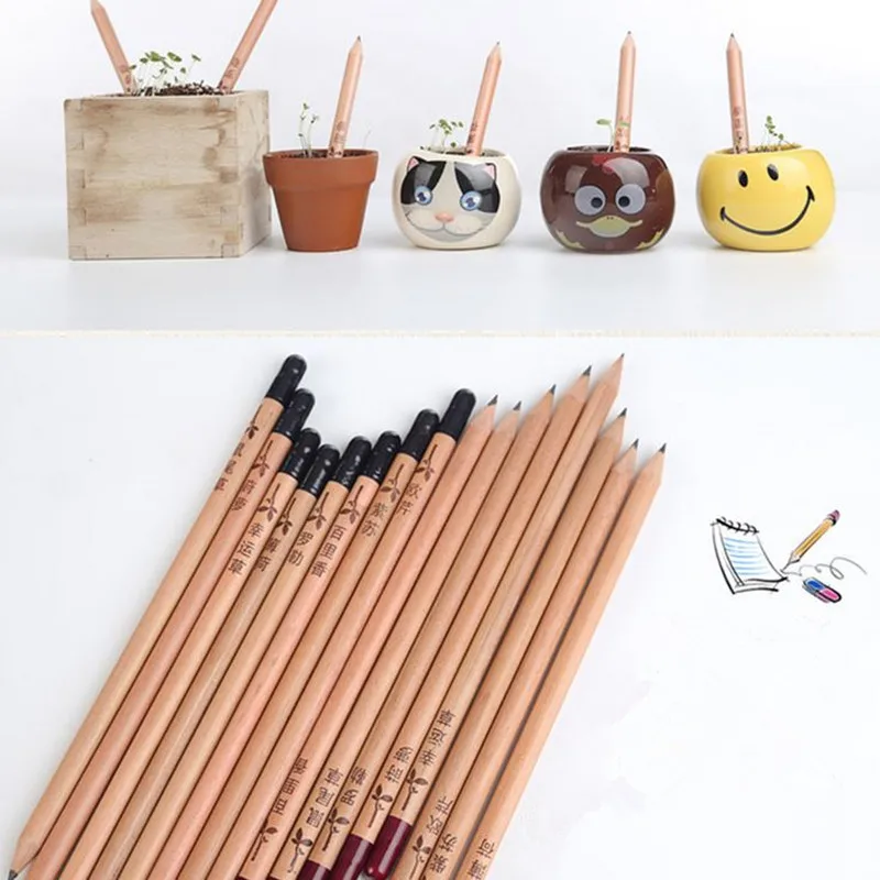 

Coloffice 8PSC/Set Creative Can Be Planted Pencil Budding Pencil Potted DIY Planted Potted 8 PCS Pencils School Office Supplies