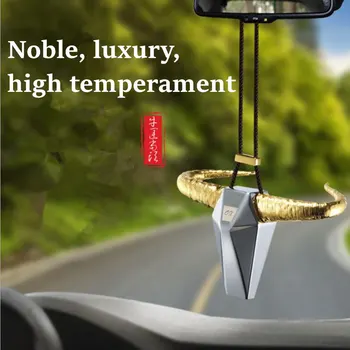 

Car Pendant Zinc Alloy OX Horn Rearview Mirror Decoration Auto Bull Hanging Ornament Automobiles Interior Decor Accessories Gift