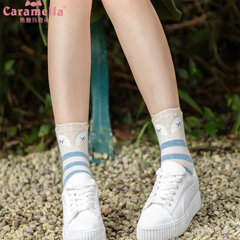 

Caramella Women Socks Warm Harajuku Cute Socks Embroidery Animal Funny Thick Socks Kawaii Novelty Cotton Calcetines Mujer Sokken