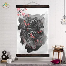 Самурай в Cherry Modern Wall Art Принт Поп-Арт Плакаты и Принты Scroll Холст Картины Настенные