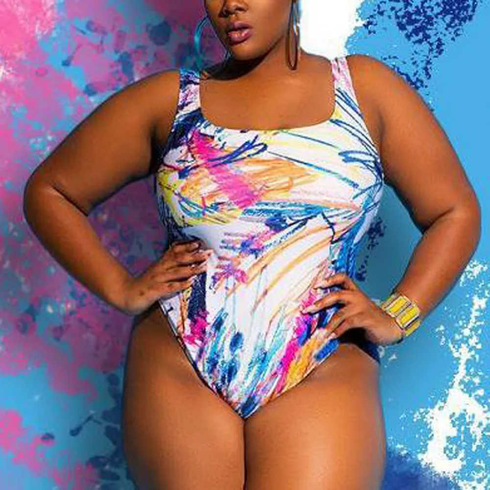 

Fashion triquini 2019 badpak plus size swimsuit 4xL Women Sexy Print One Piece Swimwear Beachwear Siamese Swimsuit Bikini