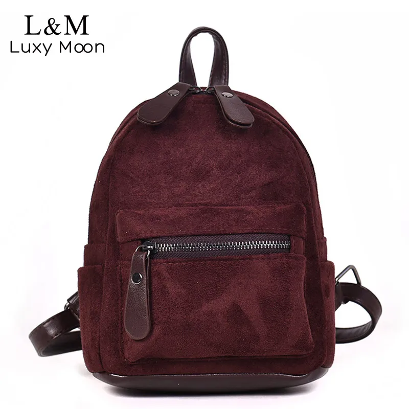 

Casual Women Backpack Mini Nubuck Leather Rucksack Fashion Solid College Shoulder Bag Satchel Faux Suede Packbag Mochila XA172H