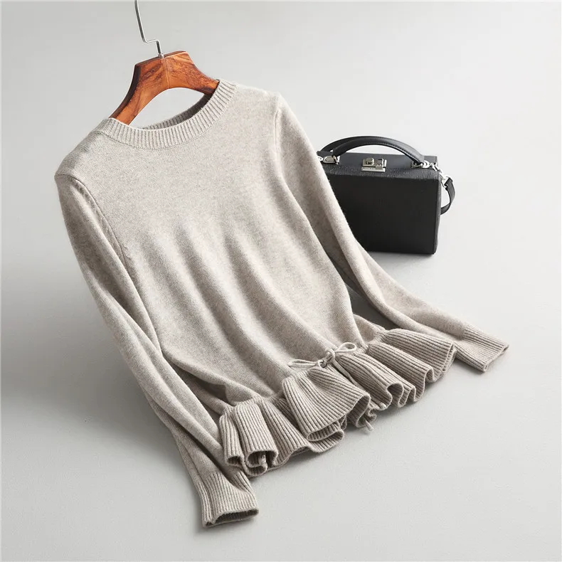 

INNASOFAN sweater for women Autumn-winter knitted sweater Euro-American fashion sweater with long sleeves and flounces