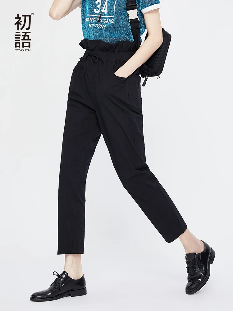 Toyouth New 2019 Fashion Vintage Solid Color Bud Waist Casual Pants Women Pants Trousers Female Streetwear Capris Summer Pants Toyouth New 2019 Fashion Vintage Solid Color Bud Waist Casual Pants Women Pants Trousers Female Streetwear Capris Summer Pants