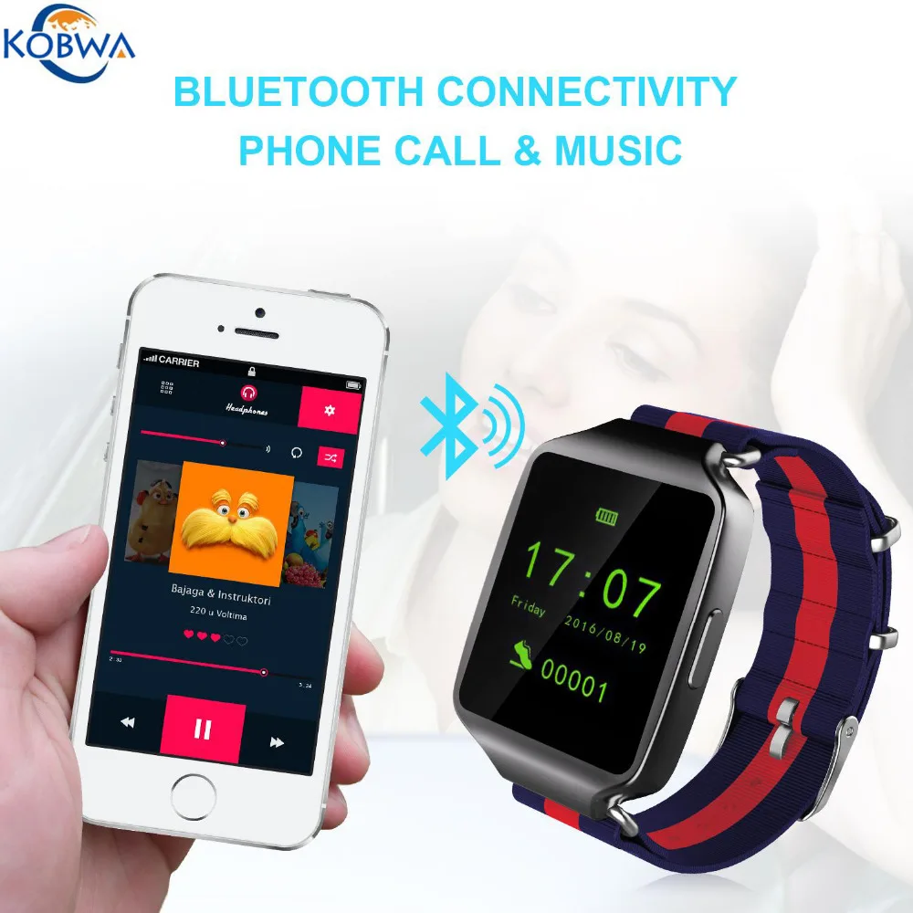 

HD Screen Smartwatch Outdoor Dial Phone Bluetooth Fitness Watch Sport Intelligent Music Pedometer With Anti-lost For IOS Android