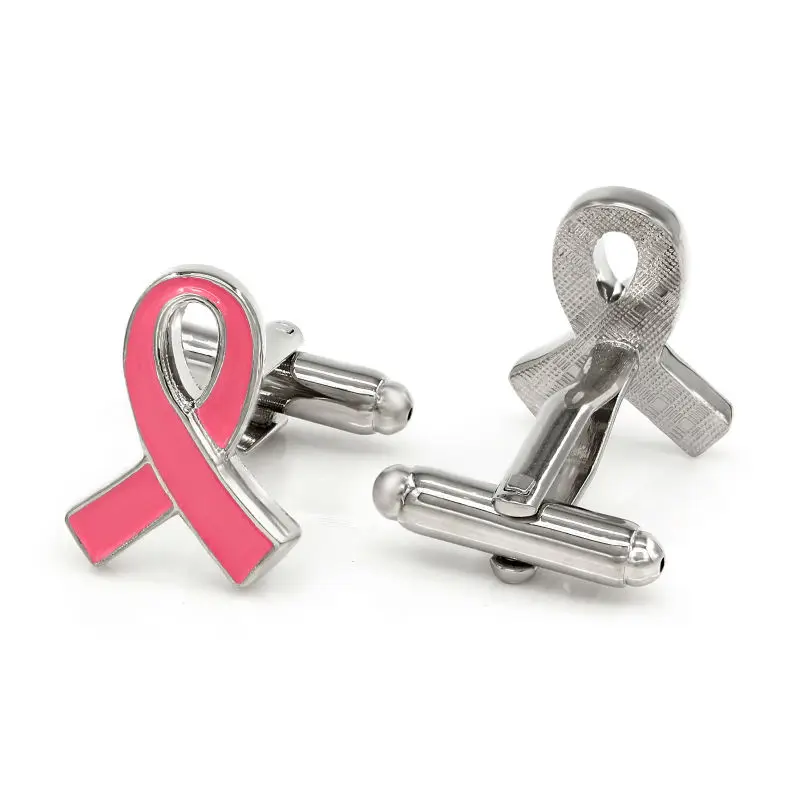 

Cancer Pink Ribbon Cufflinks Custom Cuff Links Abotoaduras Men