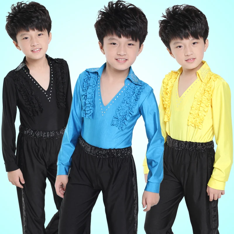 

Boys Latin dance performance clothing new children 's Latin dance performance clothing boys Latin clothing long - sleeved autumn